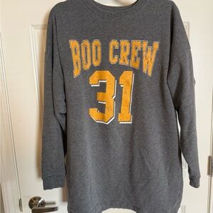 Grayson Threads Charcoal boo crew Sweaterdress with Yellow Print